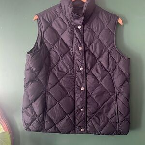 Lands' End Womens L Black Puffer Vest Winter Layering Outdoors Classic Preppy